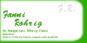 fanni rohrig business card